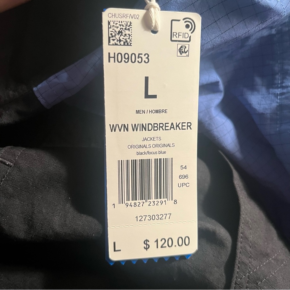 Men’s Adidas Woven Adventure Full Zip Blue and Black Windbreaker Jacket Sz Large - Picture 8 of 8